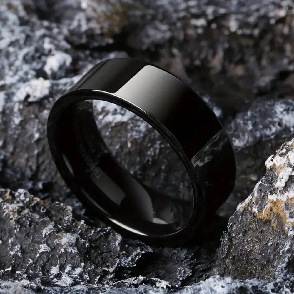 Black Tungsten Carbide Steel 6 mm Men’s or Women’s Unisex Wedding Band Ring
